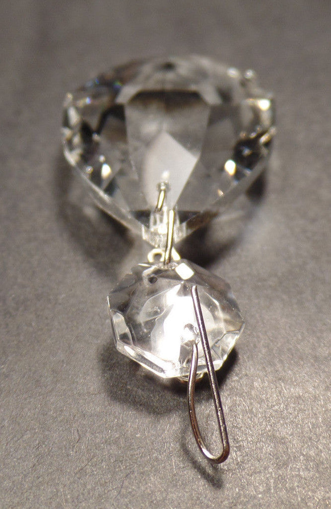 1 1/8" (28mm)Clear Glass Crystal Pendalogue Prism w/ Chrome Pins Chandelier Lamp