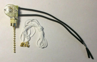 New Pull Chain Switch For Canopy Or Fan Light, 6" Long Wire Leads #CS405 - Stone Door Lamps