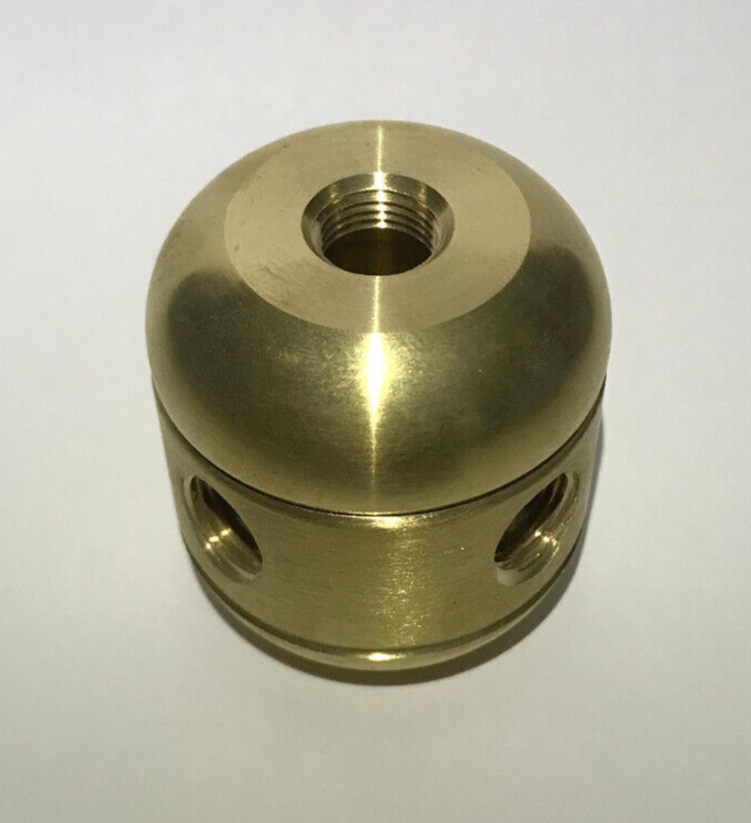 New Large Turned Brass 2 Pc. Lamp Cluster Body, 4 Holes, 1/4F Bottom, Unfinished