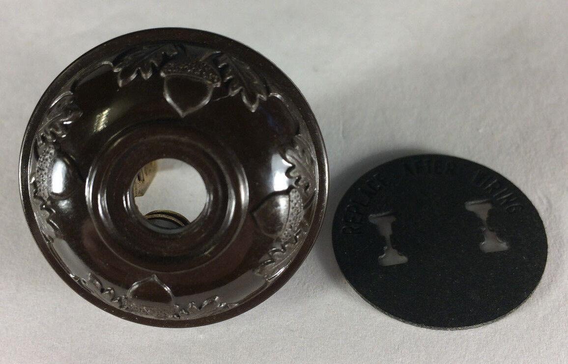 New Brown Acorn Early Electrical Style Lamp Plug for Antique Lamps + Insulator - Stone Door Lamps