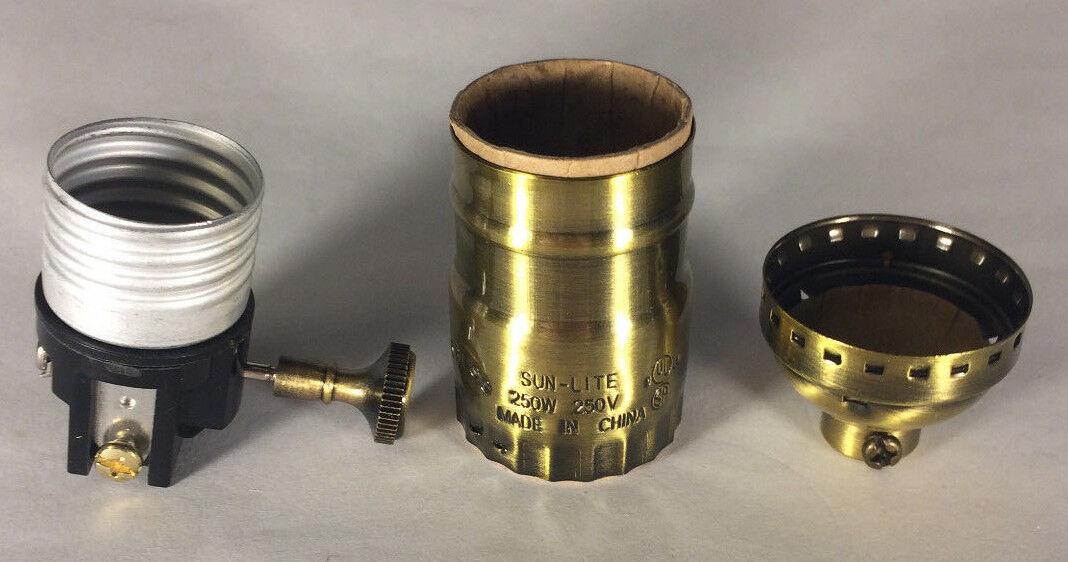 3 - Way Function Antique Solid Brass Industrial Style Turn Knob Lamp Socket SO273A - Stone Door Lamps