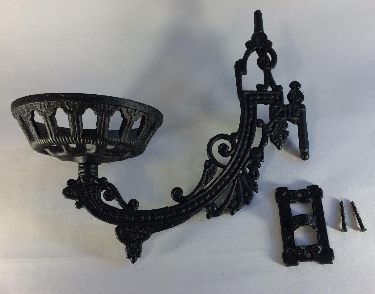 New Early American / Victorian Style 11" Cast Iron Wall Bracket For Oil Lamps - Stone Door Lamps