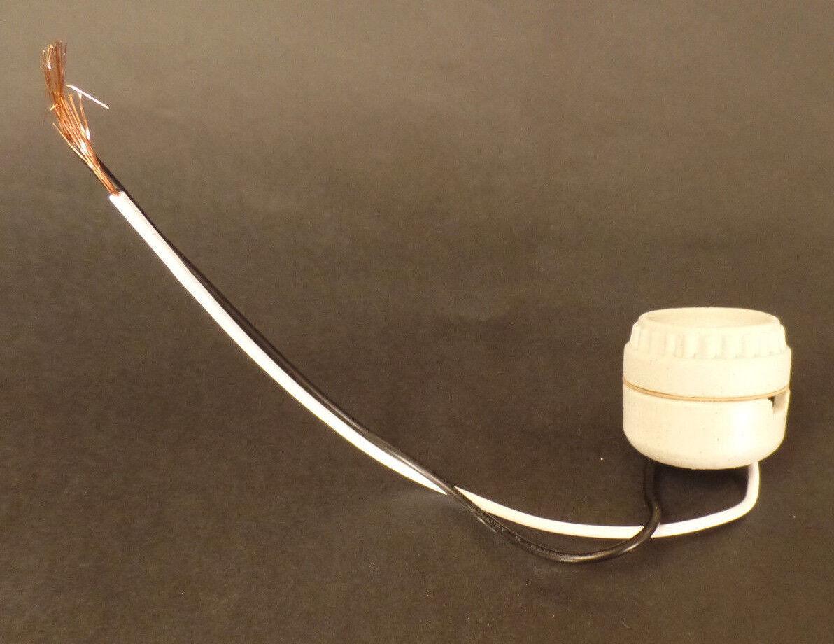 New Leviton 2 Piece Ring Type Medium Base Porcelain Socket With 9" Lead Wires - Stone Door Lamps