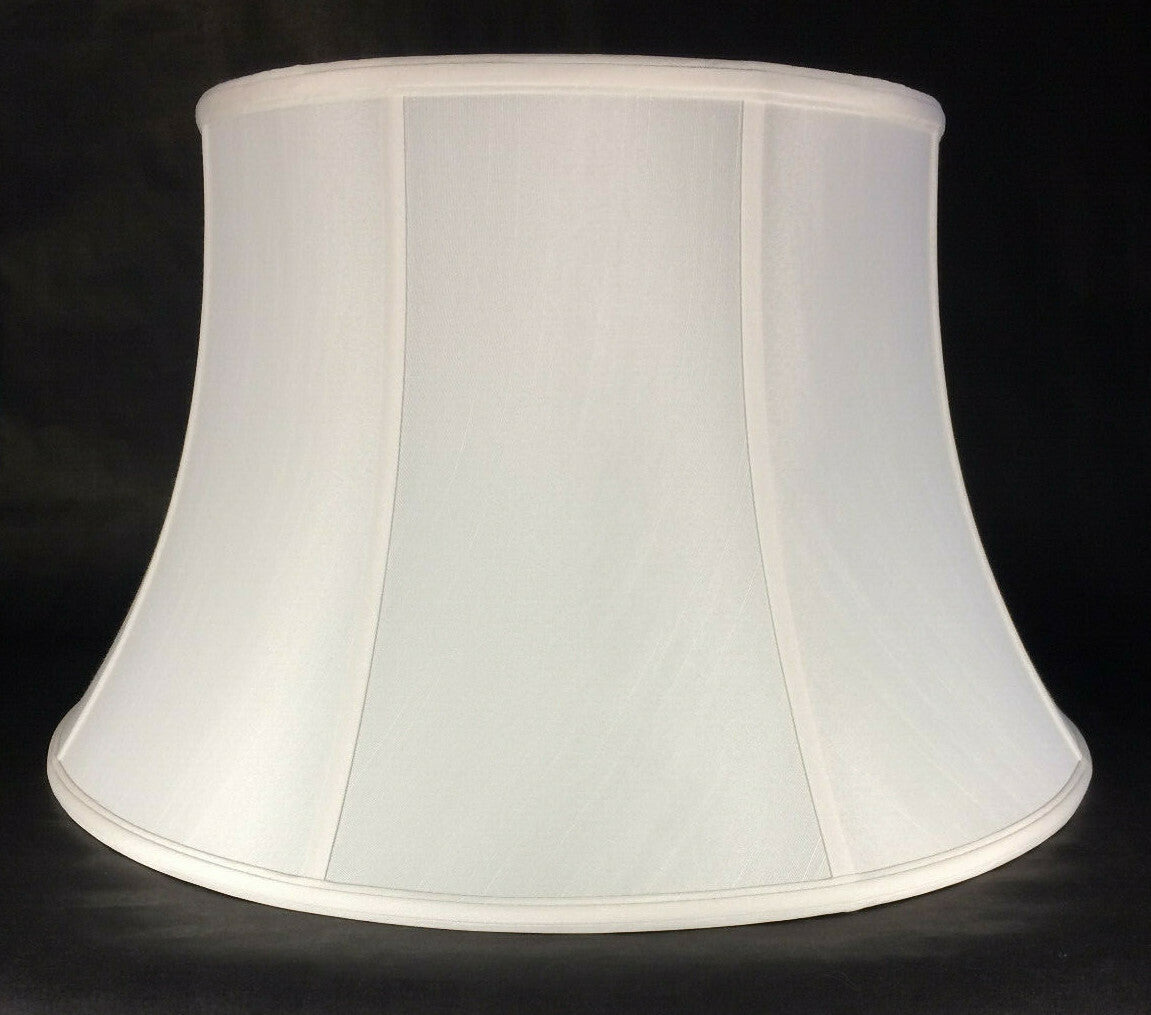 New 20" Silk Lamp Shade, Shallow Drum, Off White High Quality Tissue Shantung