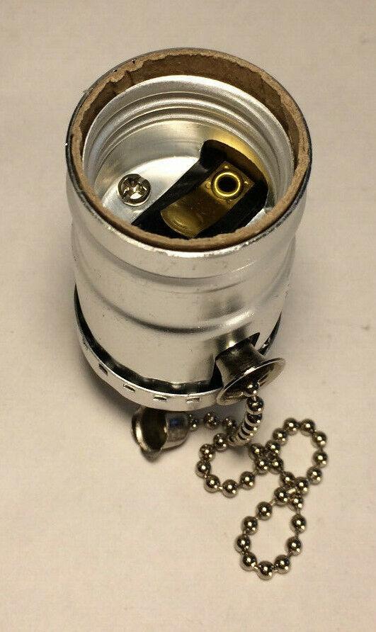 New Pull Chain Lamp Socket (On/Off) Medium Base With Nickel Finish SO320N - Stone Door Lamps