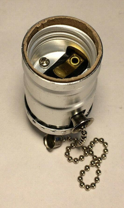 New Pull Chain Lamp Socket (On/Off) Medium Base With Nickel Finish SO320N - Stone Door Lamps