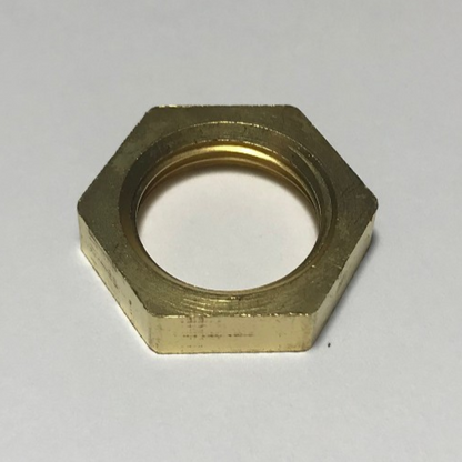New unfinished heavy brass hex nut, unchamfered, 3/8 IP (5/8" ID) #HN604