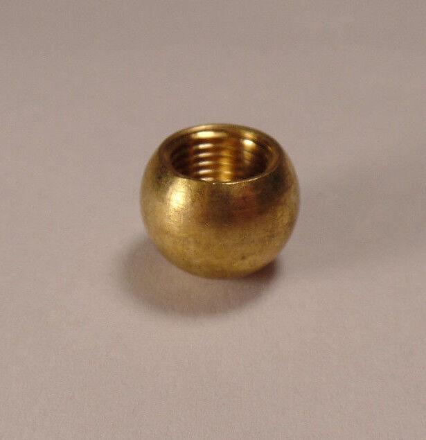 New 5/8" Diameter Brass Ball Finial, Cap, Unfinished Brass, 1/8F Tap #BF005U - Stone Door Lamps