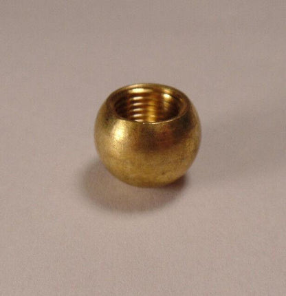 New 5/8" Diameter Brass Ball Finial, Cap, Unfinished Brass, 1/8F Tap #BF005U - Stone Door Lamps