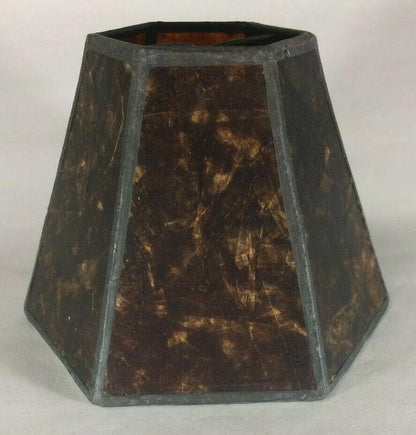 3"x6"x4.25" Mini Mica Chandelier Shade Amber Color Hexagon Style Bulb Clip #751M - Stone Door Lamps
