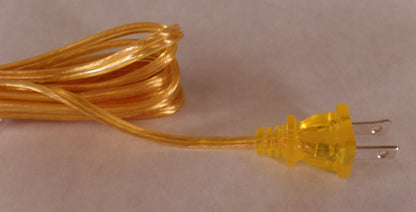 NEW 12' Clear Gold 18/2 Plastic Covered Lamp Cord Plug Set SPT-1,U.L., #CS722