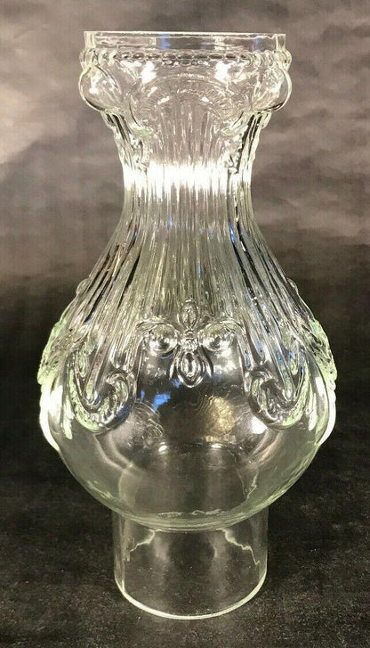 New 2 1/2" x 8 1/4" Clear Embossed Glass Princess Feather Lamp Chimney #CH007