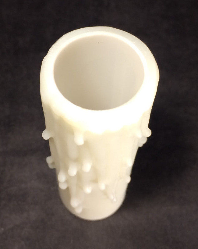 3 1/2" IVORY PolyBeesWax Chandelier Candelabra Candle Cover with DRIPS CC902I