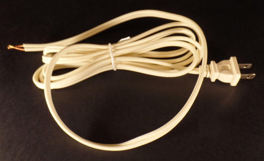 New 8' Ivory Lamp Cord Set w/ Plug 18/2 Plastic Covered SPT - 2,U.L. Listed, #815 - Stone Door Lamps