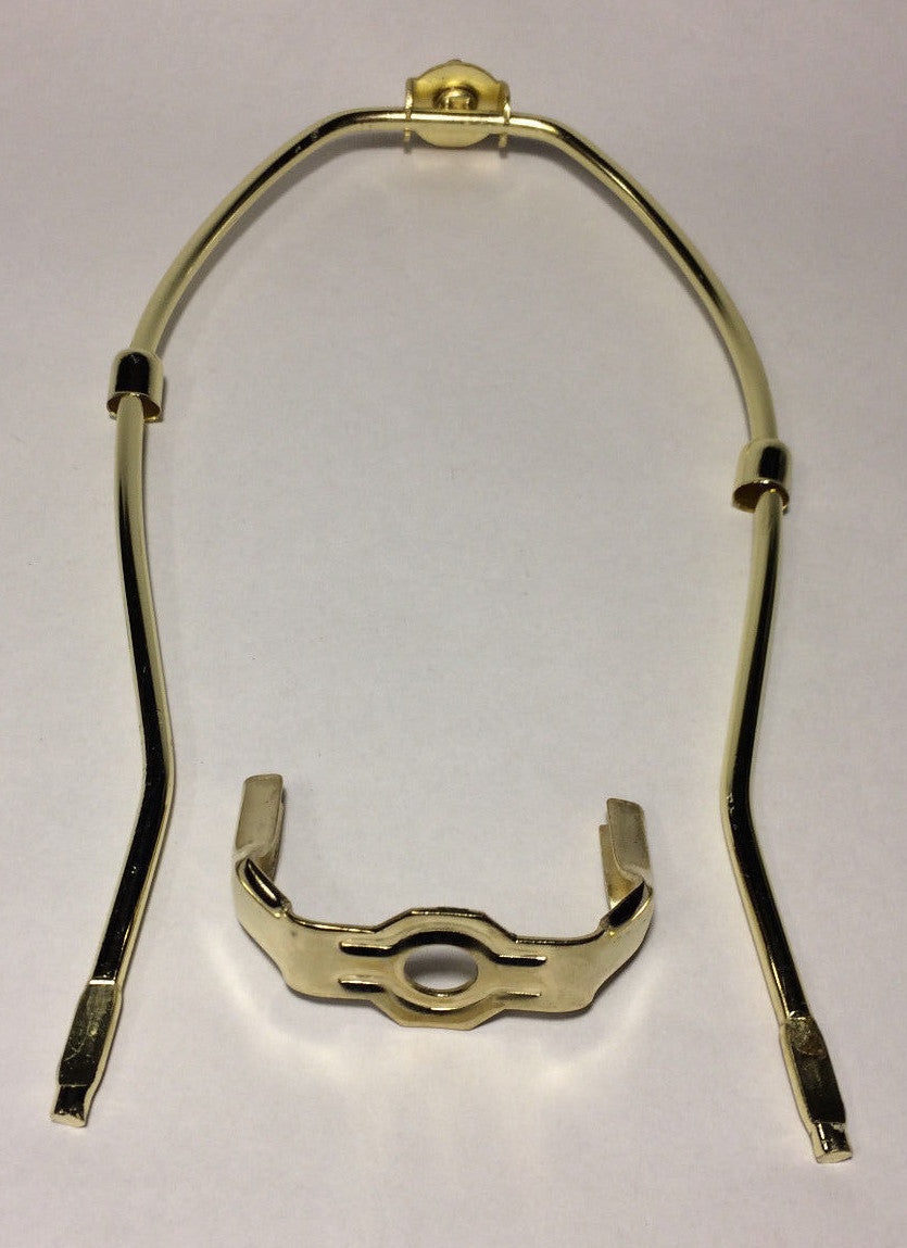 New 10 1/2" Brass Plated Lamp Harp w/ Base & Protective Coating Heavy Duty HAR47