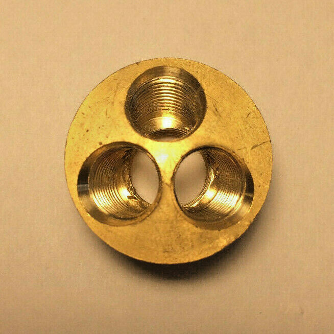 New Turned Brass 1 Pc. Modern Cluster, 3 Top Holes, 3 Light, Unfinished #CB439U
