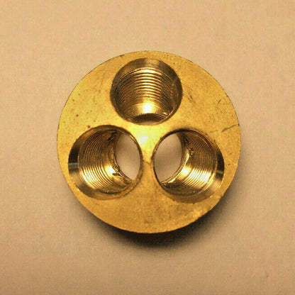 New Turned Brass 1 Pc. Modern Cluster, 3 Top Holes, 3 Light, Unfinished #CB439U