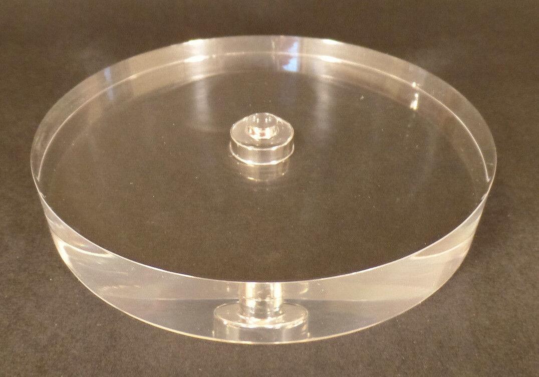 3 1/2" Diameter Clear Round Acrylic Lamp Break Base w/ Center Hole, No Wire Way - Stone Door Lamps
