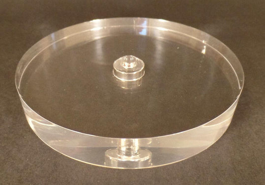 3 1/2" Diameter Clear Round Acrylic Lamp Break Base w/ Center Hole, No Wire Way - Stone Door Lamps