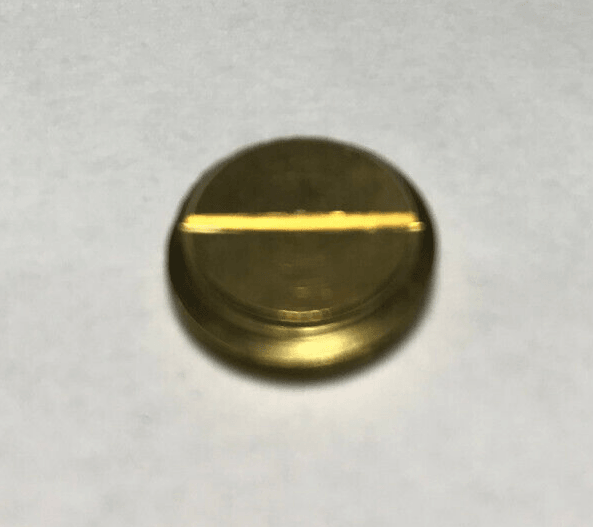 New Unfinished Brass Slotted Plug or Cap, 1/4M Thread, (1/2" Diameter),#BP174U - Stone Door Lamps