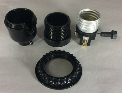 New Phenolic Bakelite On/Off Knob Lamp Socket With Threaded Shell and Ring 684 - Stone Door Lamps