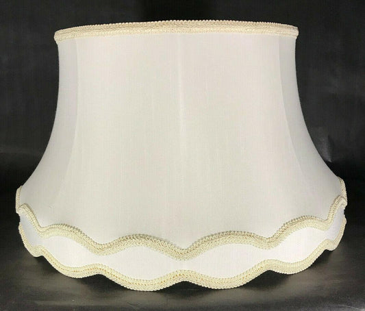 New 13x19x11 Eggshell Deluxe Gallery Bell Fabric Floor Lamp Shade W/ Gimp Trim - Stone Door Lamps