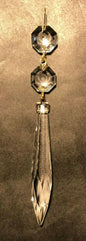 New 3" (5 1/4" Overall Length) Clear Crystal U - Drop Prism With 2 Beads Brass Pin - Stone Door Lamps