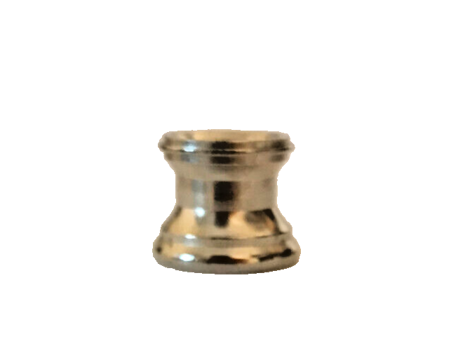 New Turned Brass Lamp Neck, Nickel Plated Finish 1/8 IP Slip, 11/16" Ht. #BN949N