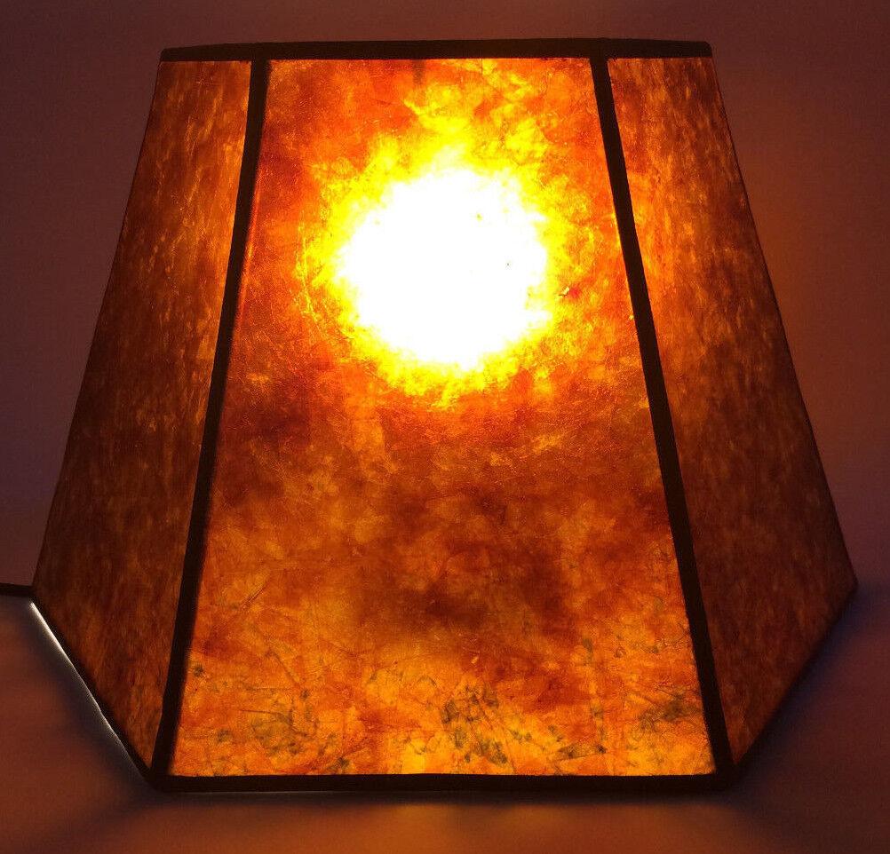 7" x 12" x 7 1/2" Antique Amber Hexagon Style Mica Bridge Floor Lamp Shade 703M - Stone Door Lamps