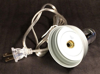 New Electric Zinc Mason "Fruit Jar" adapter with clear silver cord for Lamp - Stone Door Lamps