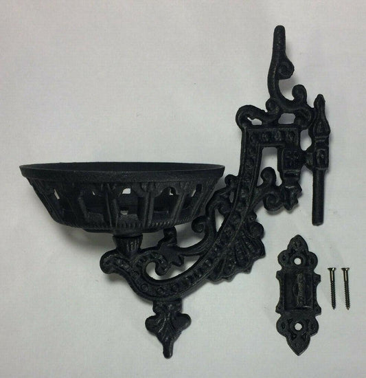 New 9" Cast Iron Wall Bracket For Oil Lamps, Early American / Victorian Style 