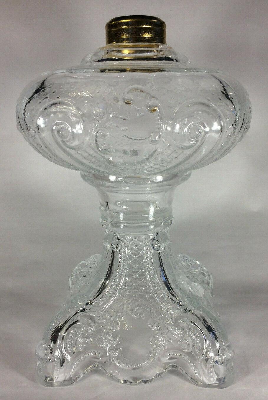New 9 1/2" Princess Feather Clear Glass Oil Lamp Font, Victorian Era #PF503 - Stone Door Lamps