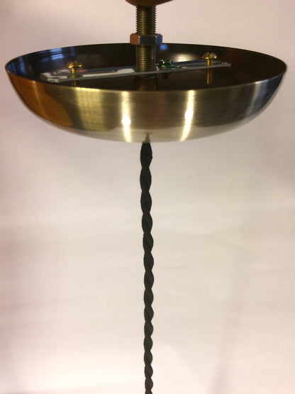 New Industrial Pendant w/ Antique Finish, Glass Cone Shade, Antique Style Bulb