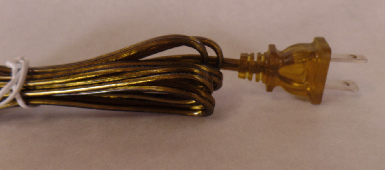 NEW 10' Antique Brass 18/2 Plastic Covered Lamp Cord Plug Set SPT-2,U.L., #CS838