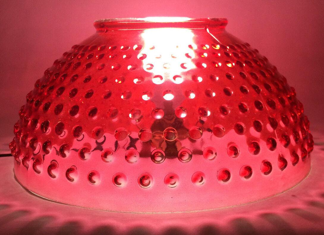 NEW 14" Cranberry Hobnail Glass Dome Shade For Library & Table Lamps #DS312 - Stone Door Lamps