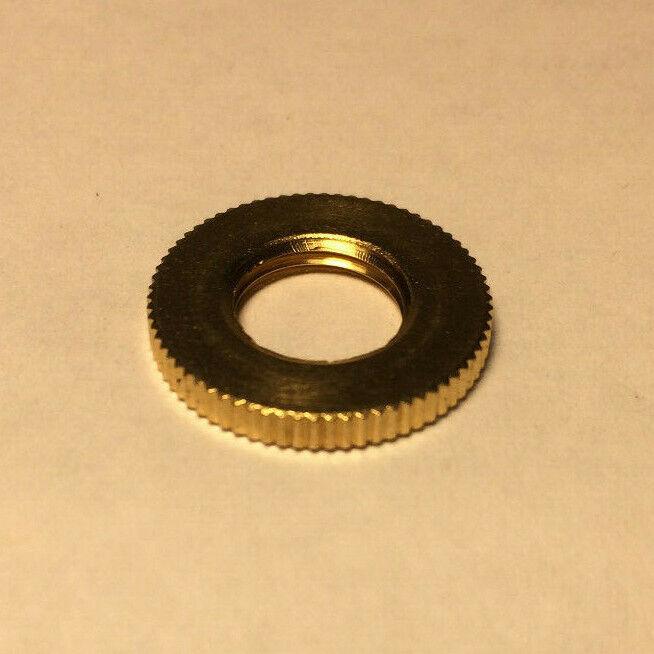 New Burnished & Lacquered Brass Knurled Locknut, 1/8F Threads, 3/4" O.D. #LN720 - Stone Door Lamps