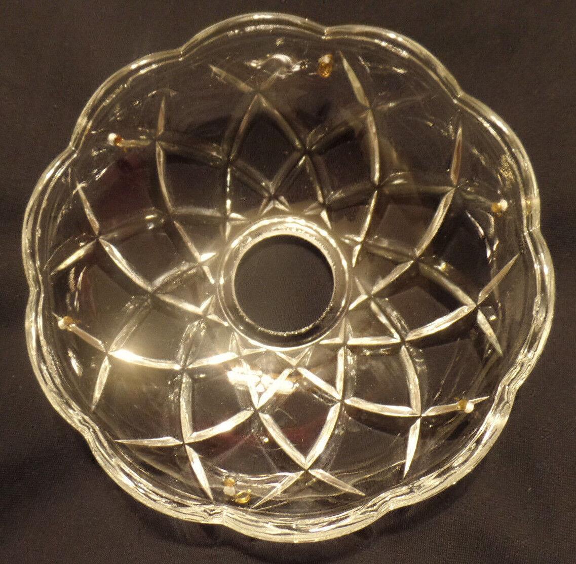 NEW 4" Pressed Glass Round Lamp Prism Chandelier Bobeche w/ 6 Brass Pins #BB906 - Stone Door Lamps