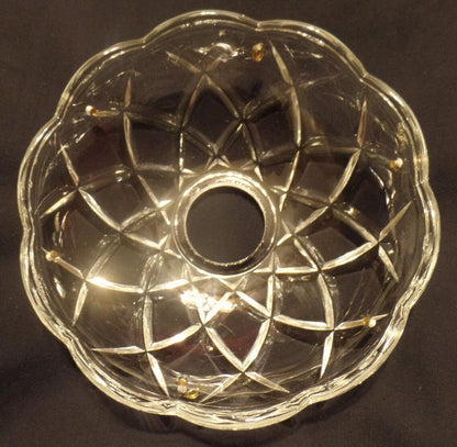 NEW 4" Pressed Glass Round Lamp Prism Chandelier Bobeche w/ 6 Brass Pins #BB906 - Stone Door Lamps