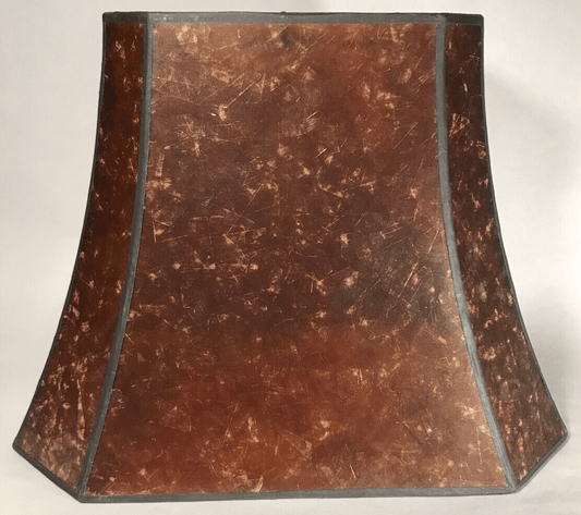 New Rectangle Mica Lamp Shade, Antique Amber Cut Corner, Copper Foil Frame #710M - Stone Door Lamps