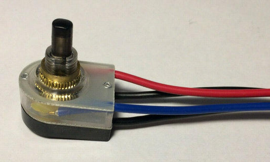 New On/Off Lighted Push Canopy Switch w/ Brass Nut, 6" Wire Leads, 3/8" Shank - Stone Door Lamps