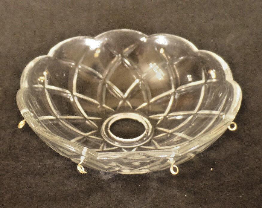 NEW 5" Pressed Glass Round Lamp Prism Chandelier Bobeche w/ 8 Brass Pins #BB926 - Stone Door Lamps