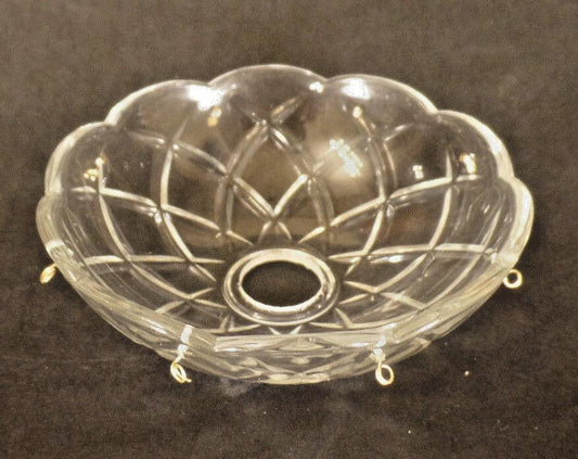 NEW 5" Pressed Glass Round Lamp Prism Chandelier Bobeche w/ 8 Brass Pins #BB926 - Stone Door Lamps