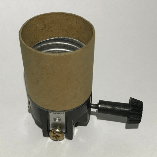 New On/Off Turn Knob Lamp Socket Interior With Insulator, E26, Short Mandrel 201 - Stone Door Lamps