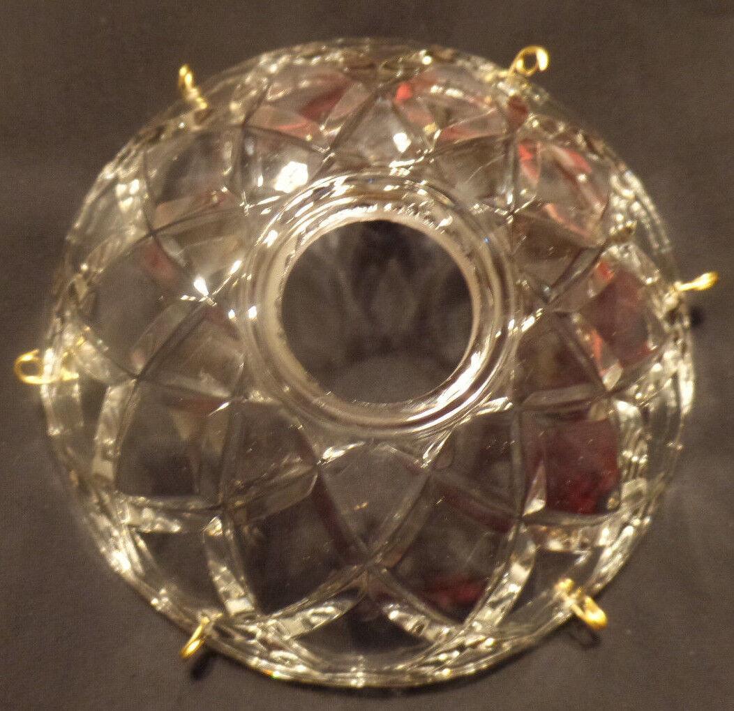 NEW 4" Pressed Glass Round Lamp Prism Chandelier Bobeche w/ 6 Brass Pins #BB906 - Stone Door Lamps