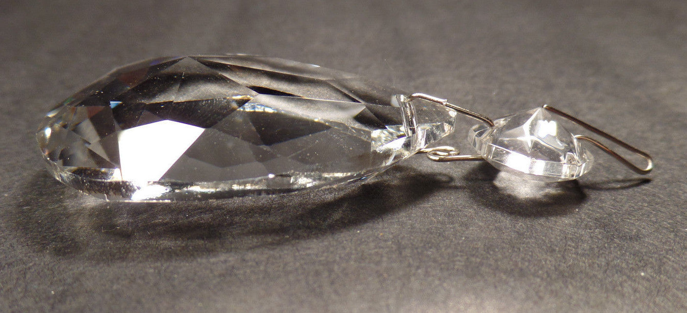 1 1/8" (28mm)Clear Glass Crystal Pendalogue Prism w/ Chrome Pins Chandelier Lamp