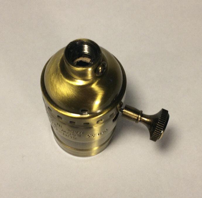 On/Off Function Antique Solid Brass Industrial Style Turn Knob Lamp Socket #274A