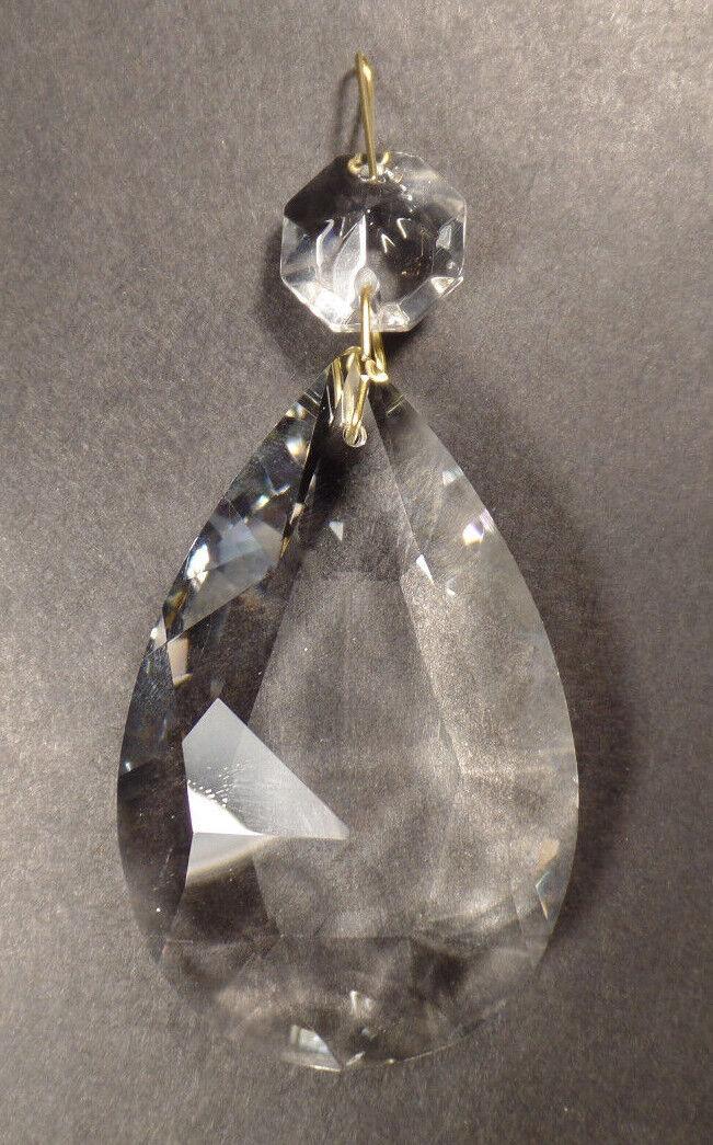 3" (76mm) Clear Glass Crystal Pendalogue Prism w/ Brass Pins Chandelier Lamp - Stone Door Lamps