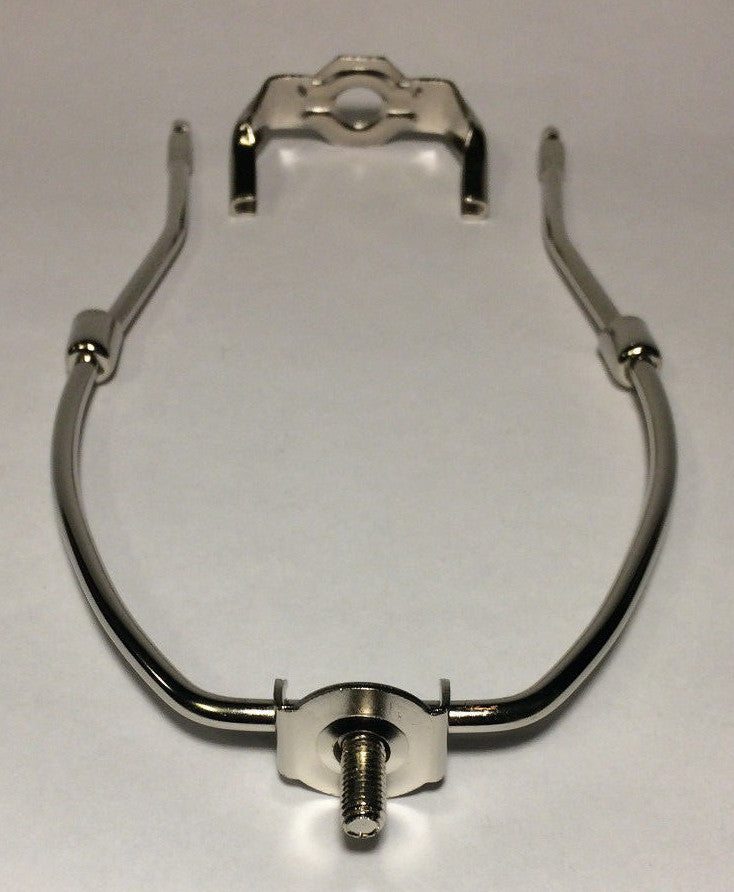 New 7 1/2" Nickel Finish Lamp HARP Shade Holder w/Base for Lamp Repair   #HAR55N