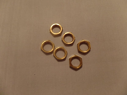 LOT OF 6 BRASS HEX NUTS HEXAGON LOCKNUT 1/8F Ceiling Canopy Lamp Part #LN700 - Stone Door Lamps