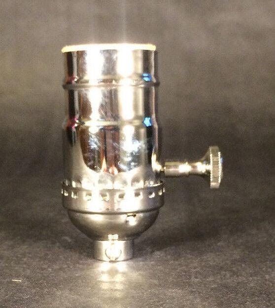 New 3 - Way Turn Knob Lamp Socket Nickel Plated Solid Brass Industrial Style #273N - Stone Door Lamps